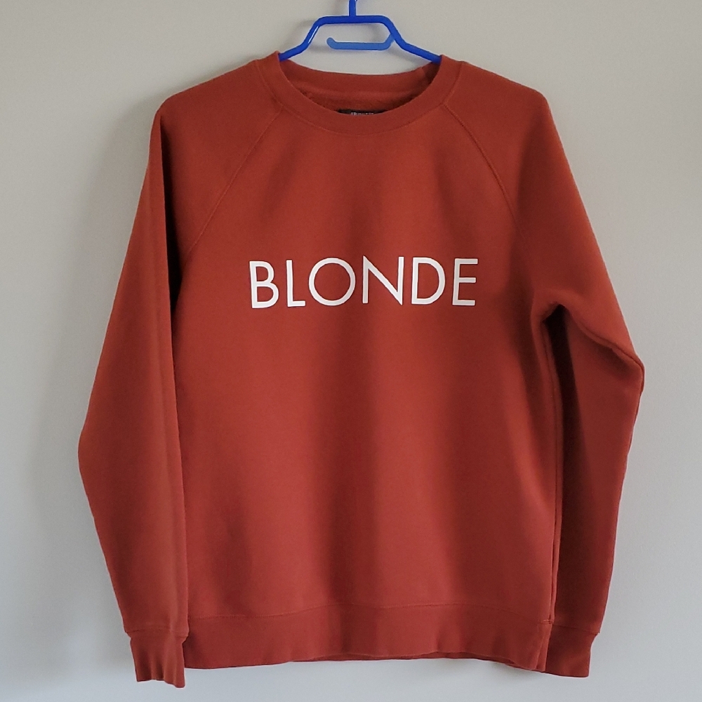 Brunette The Label Rust Orange Blonde Crewneck Oversized Casual Sweatshirt Sz S